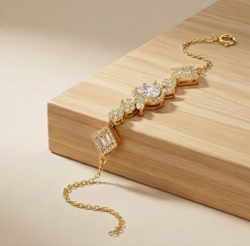925 Sterling Silver Gold Plated Vintage Inspired Statement Chain Bracelet Premium Jewellery for Women