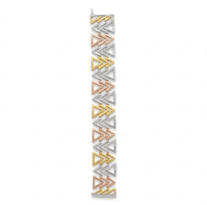 AGOR 925 Sterling Silver Tri-Color Geometric Triangle Bracelet Premium Jewellery for Women