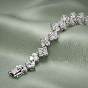 AGOR 925 Sterling Silver Zig Zag Geometric Link Bracelet High Polish Premium Rhodium Finish Bridal Party Wear Jewellery