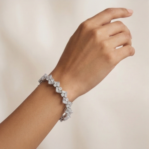 AGOR 925 Sterling Silver Zig Zag Geometric Link Bracelet High Polish Premium Rhodium Finish Bridal Party Wear Jewellery