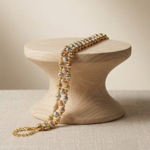 925 Sterling Silver Tri-Color Multi-Strand Beaded Bracelet High Polish Premium Yellow and Rose Gold Finish Everyday Jewellery