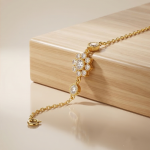 AGOR 925 Sterling Silver Gold Plated Floral Cluster Bracelet Premium Jewellery for Women