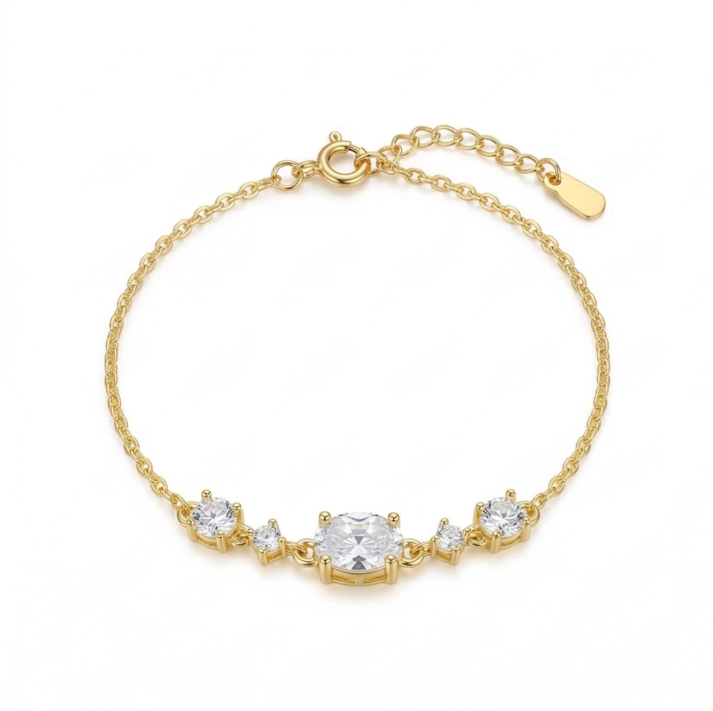 925 Sterling Silver Gold Plated Oval Centerpiece Bracelet Premium Jewellery for Women