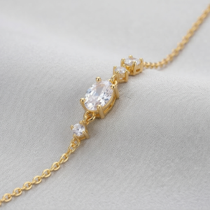 AGOR 925 Sterling Silver Gold Plated Oval Centerpiece Bracelet Premium Jewellery for Women