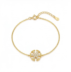 AGOR 925 Sterling Silver Geometric Starburst Bracelet in Premium Gold Finish Premium Jewellery for Women