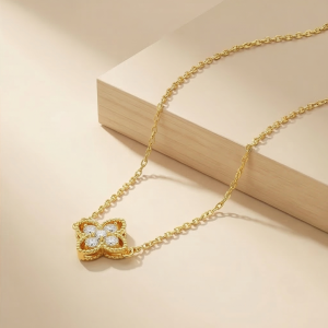 AGOR 925 Sterling Silver Vintage Clover Bracelet in Premium Gold Finish Classic Jewellery for Women