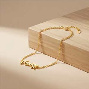 AGOR 925 Sterling Silver Abstract Monogram Bracelet in Premium Gold Finish Minimalist Jewellery for Women