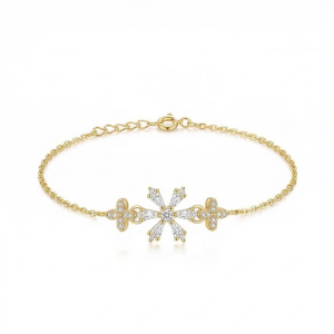 925 Sterling Silver Intricate Floral Starburst Bracelet in Premium Gold Finish Festive Jewellery for Women