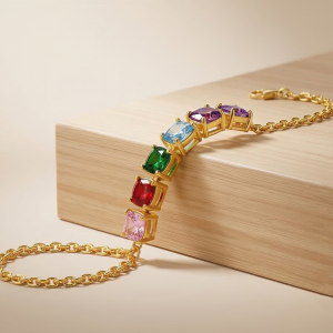 925 Sterling Silver Gold Plated Multi-Color Cushion Gem Premium Jewellery for Women