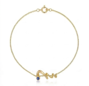 AGOR 925 Sterling Silver Gold Plated Twisted Wave Blue Stone Pendant Necklace Women's Jewellery