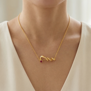 AGOR 925 Sterling Silver Gold Plated Twisted Wave Pendant Necklace Women's Jewellery