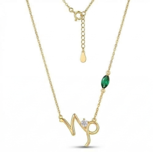 AGOR 925 Sterling Silver Capricorn Zodiac Sign Pendant Necklace Jewellery with Gold Finish