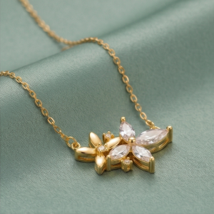 AGOR 925 Sterling Silver Gold Plated Floral Cluster Necklace Jewellery