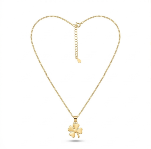 AGOR 925 Sterling Silver Gold Plated Four Leaf Clover Pendant Necklace Jewellery