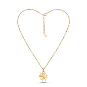 925 Sterling Silver Gold Plated Four Leaf Clover Pendant Necklace Jewellery