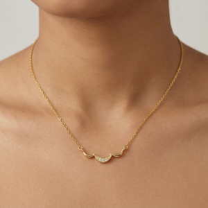 AGOR 925 Sterling Silver Gold Plated Minimalist Curved Bar Necklace Jewellery for Women