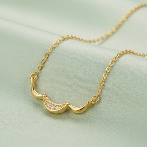AGOR 925 Sterling Silver Gold Plated Minimalist Curved Bar Necklace Jewellery for Women