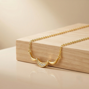 AGOR 925 Sterling Silver Gold Plated Minimalist Curved Bar Necklace Jewellery for Women