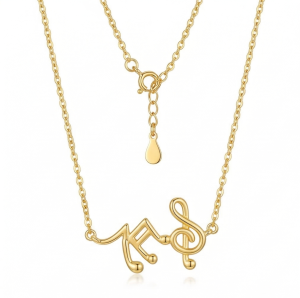 AGOR 925 Sterling Silver Gold Plated Musical Notes Pendant Necklace Jewellery for Women