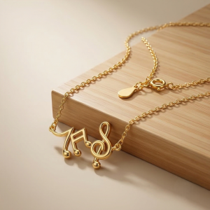 925 Sterling Silver Gold Plated Musical Notes Pendant Necklace Jewellery for Women