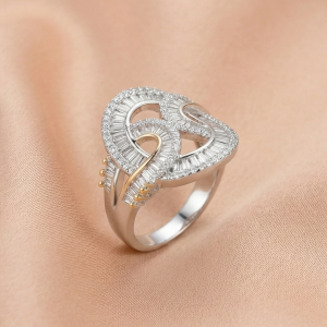 AGOR 925 Sterling Silver Infinity Knot Statement Ring Dual Tone Jewellery