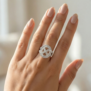 AGOR 925 Sterling Silver Infinity Knot Statement Ring Dual Tone Jewellery