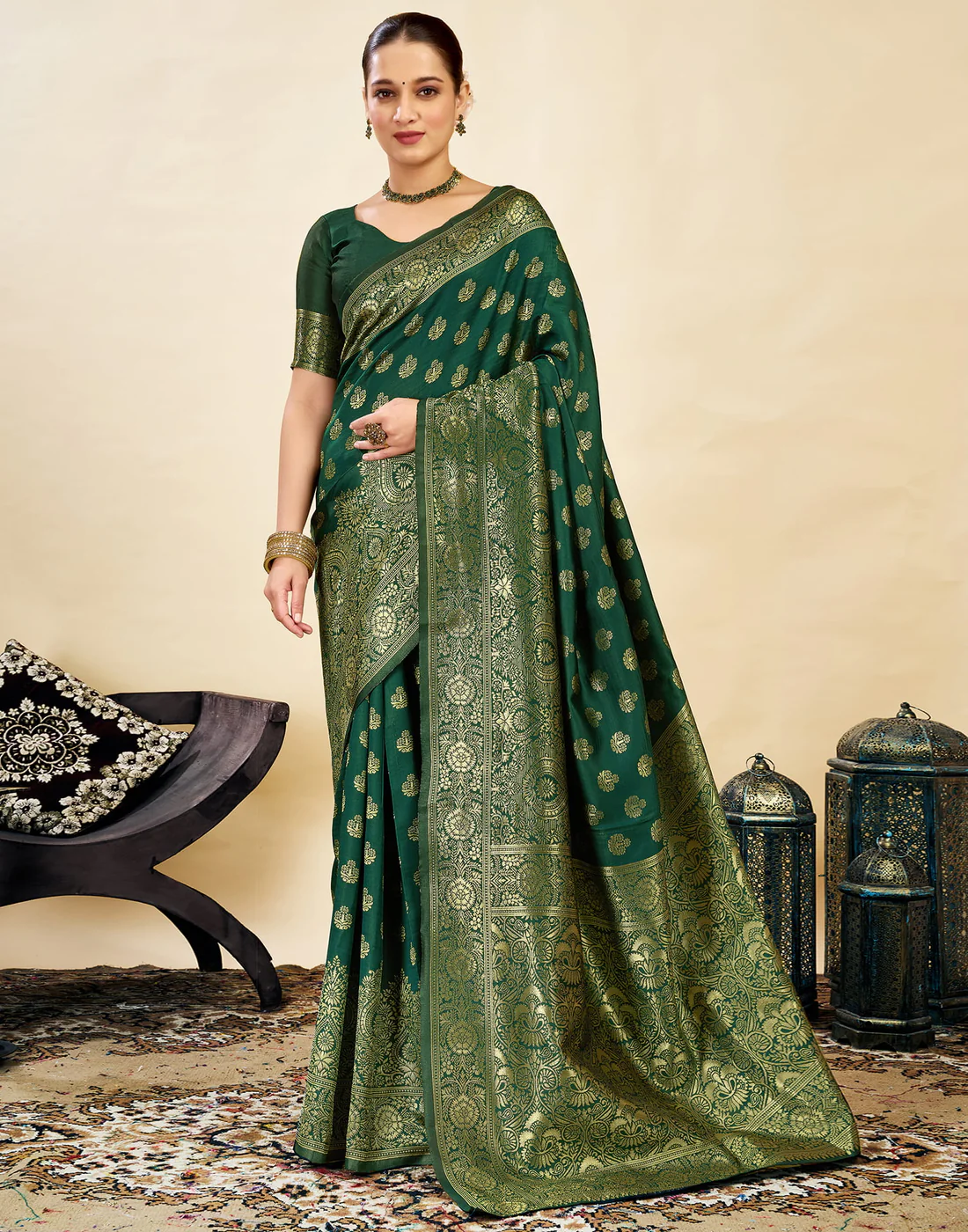 AXONIT Women's Silk Blend Banarasi Jacquard