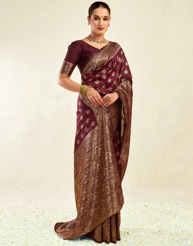 AXONIT Women's Silk Blend Banarasi Jacquard