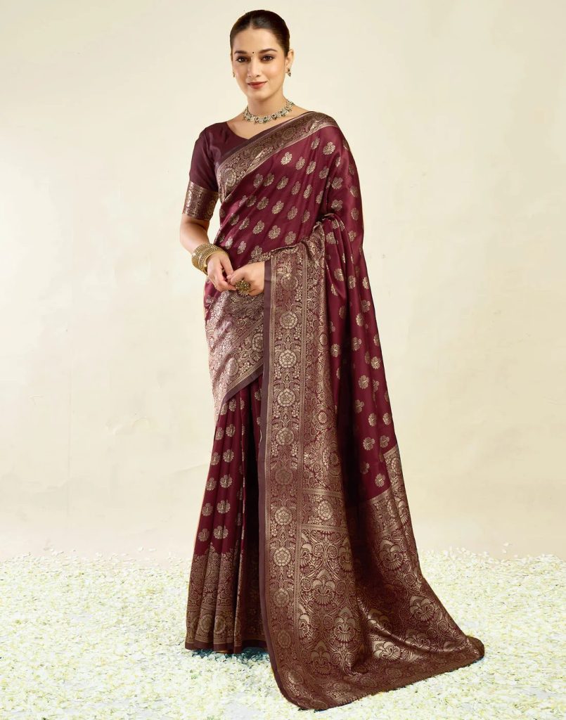 AXONIT Women's Silk Blend Banarasi Jacquard