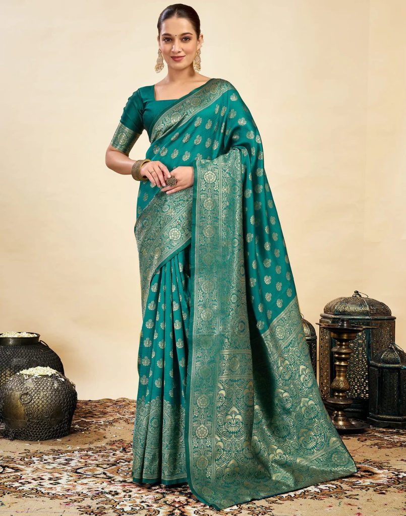 AXONIT Women's Silk Blend Banarasi Jacquard