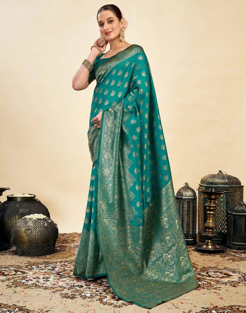 AXONIT Women's Silk Blend Banarasi Jacquard