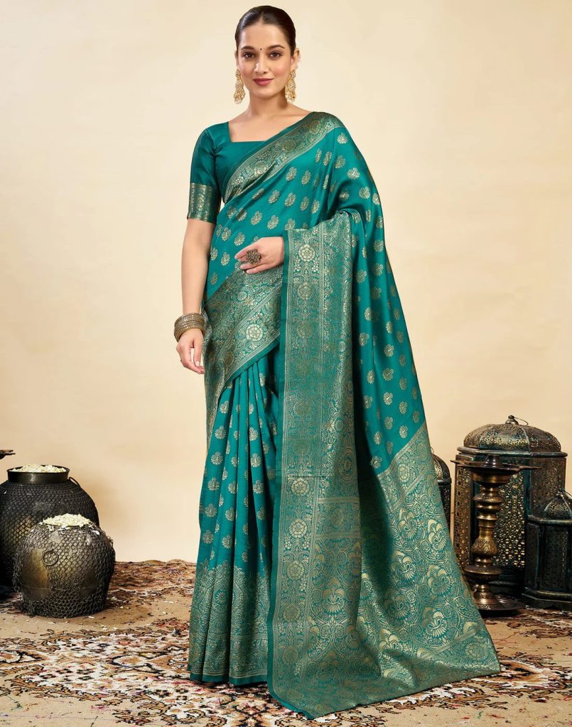 AXONIT Women's Silk Blend Banarasi Jacquard