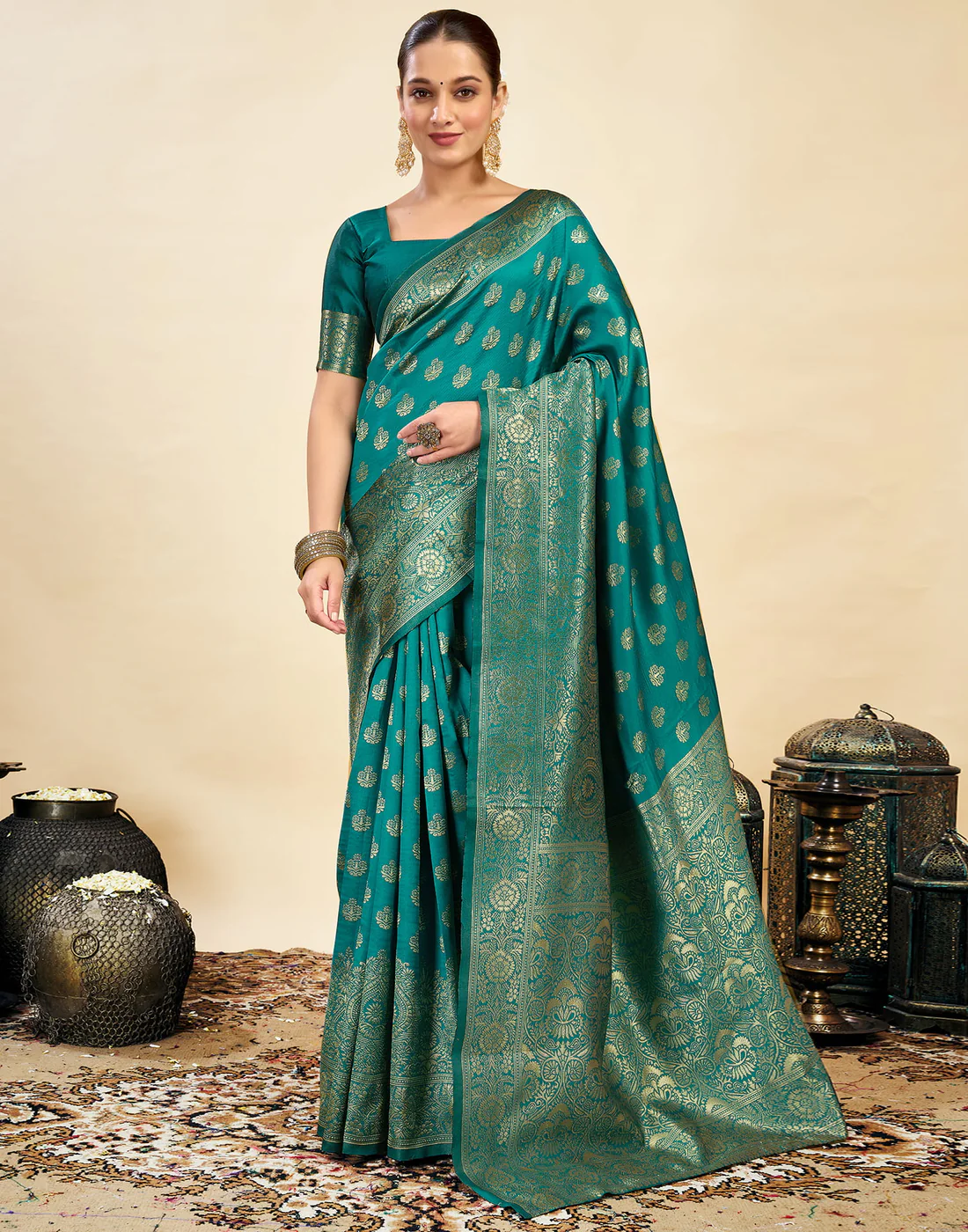AXONIT Women's Silk Blend Banarasi Jacquard