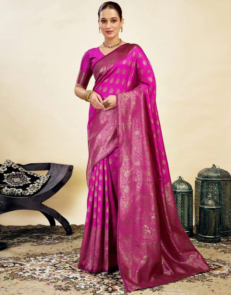 AXONIT Women's Silk Blend Banarasi Jacquard