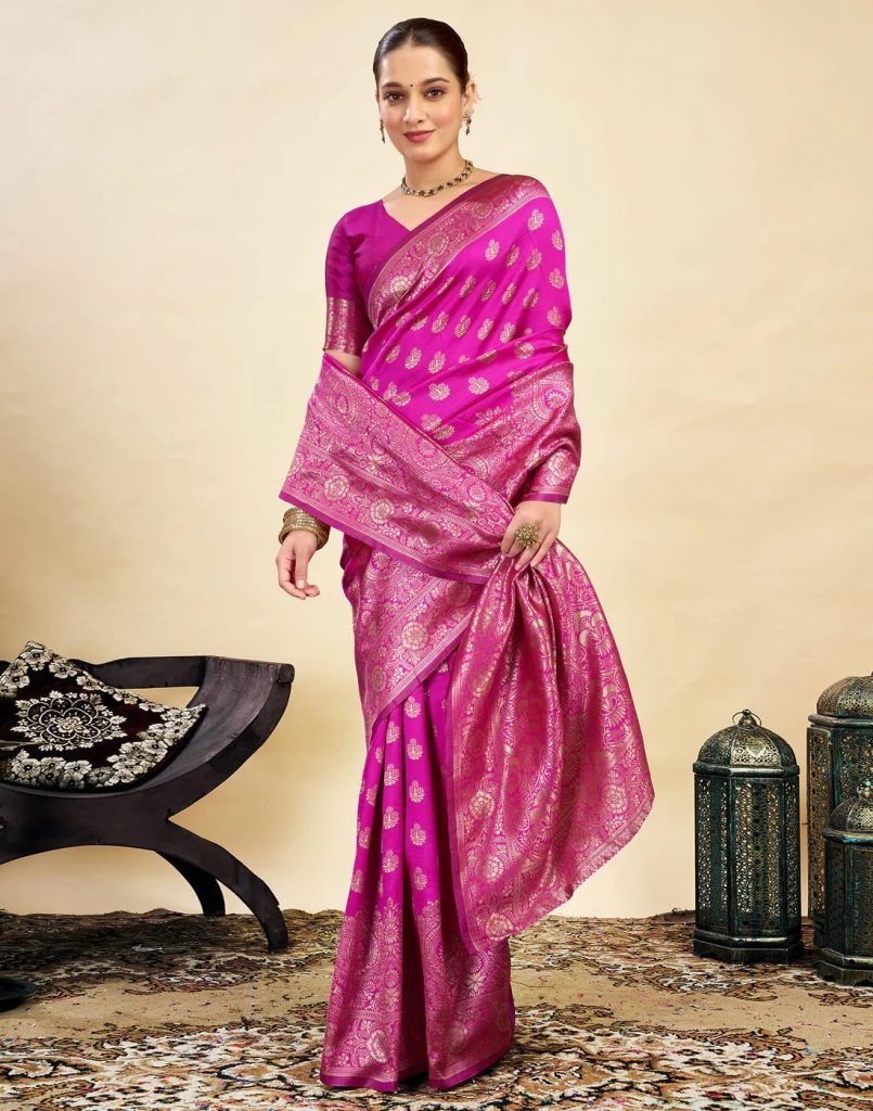AXONIT Women's Silk Blend Banarasi Jacquard