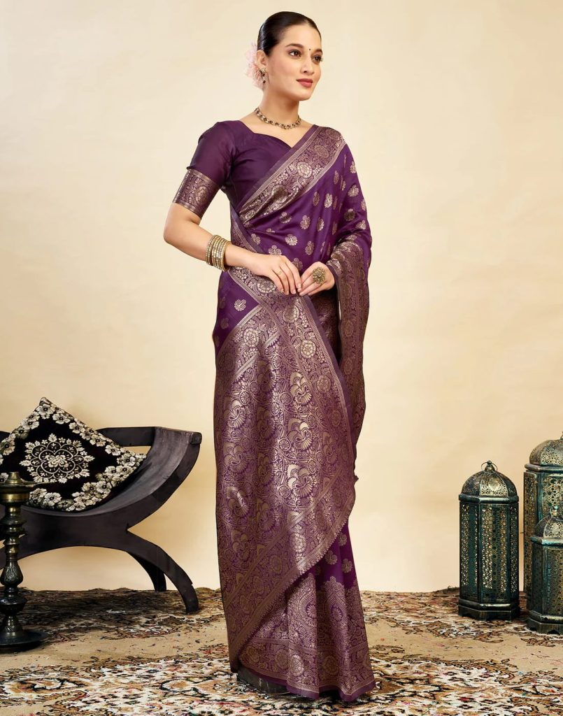 AXONIT Women's Silk Blend Banarasi Jacquard