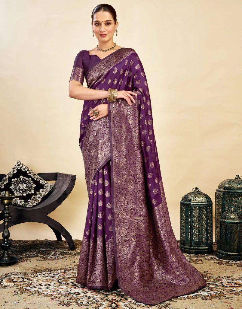AXONIT Women's Silk Blend Banarasi Jacquard
