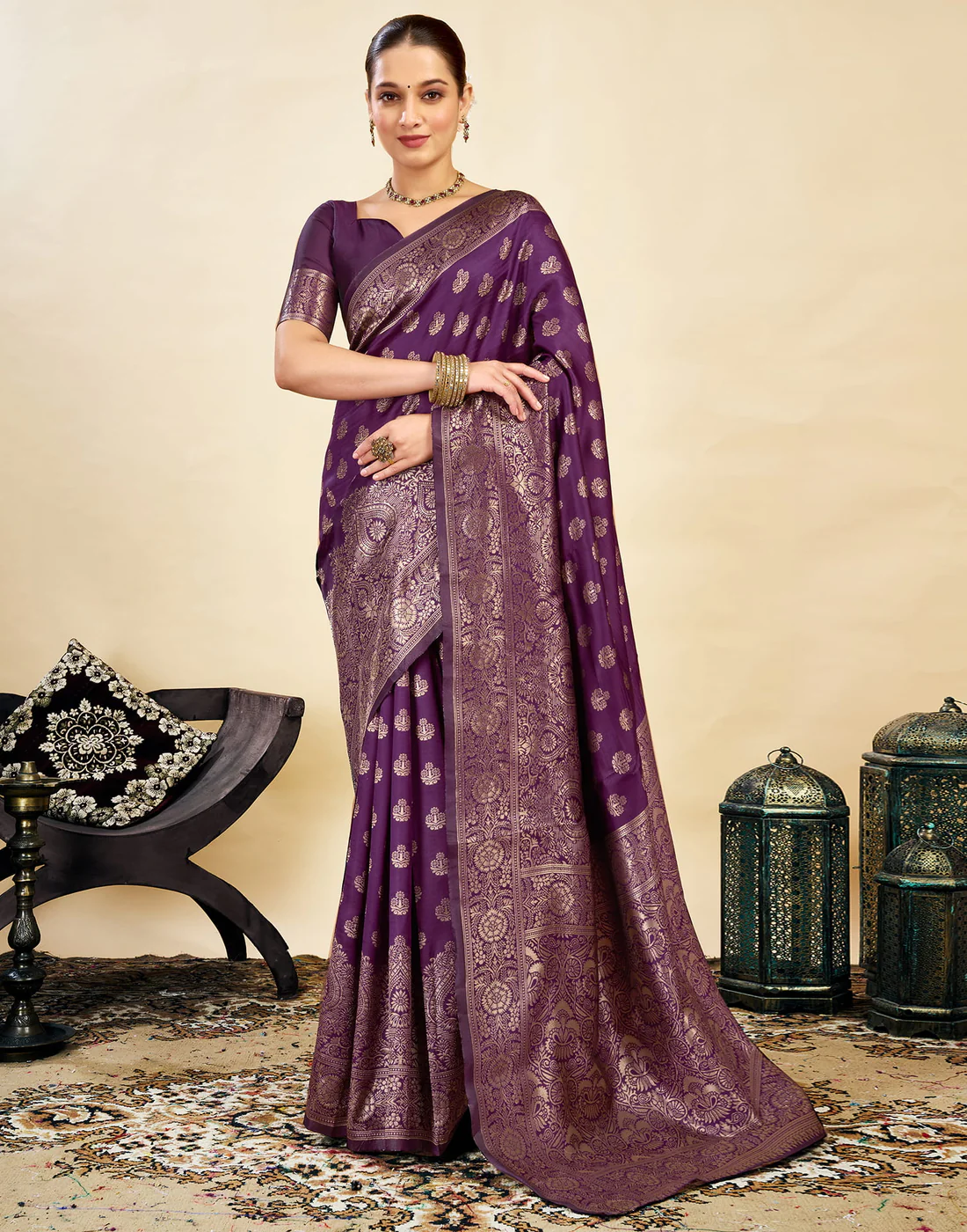 AXONIT Women's Silk Blend Banarasi Jacquard