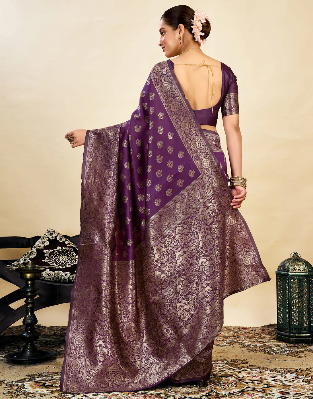 AXONIT Women's Silk Blend Banarasi Jacquard