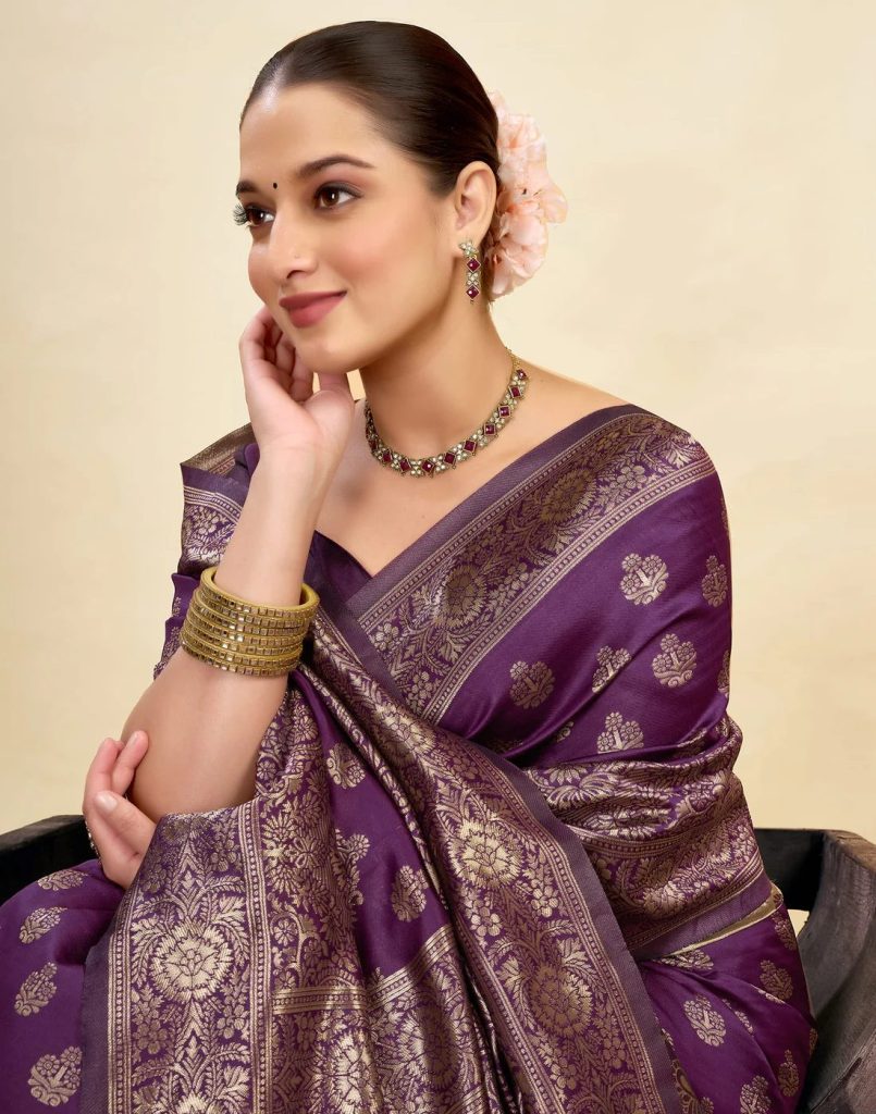 AXONIT Women's Silk Blend Banarasi Jacquard