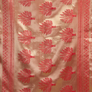 AXONIT Women's Silk Blend Banarasi Jacquard Zari Motifs Design Saree with Unstitched Blouse Piece
