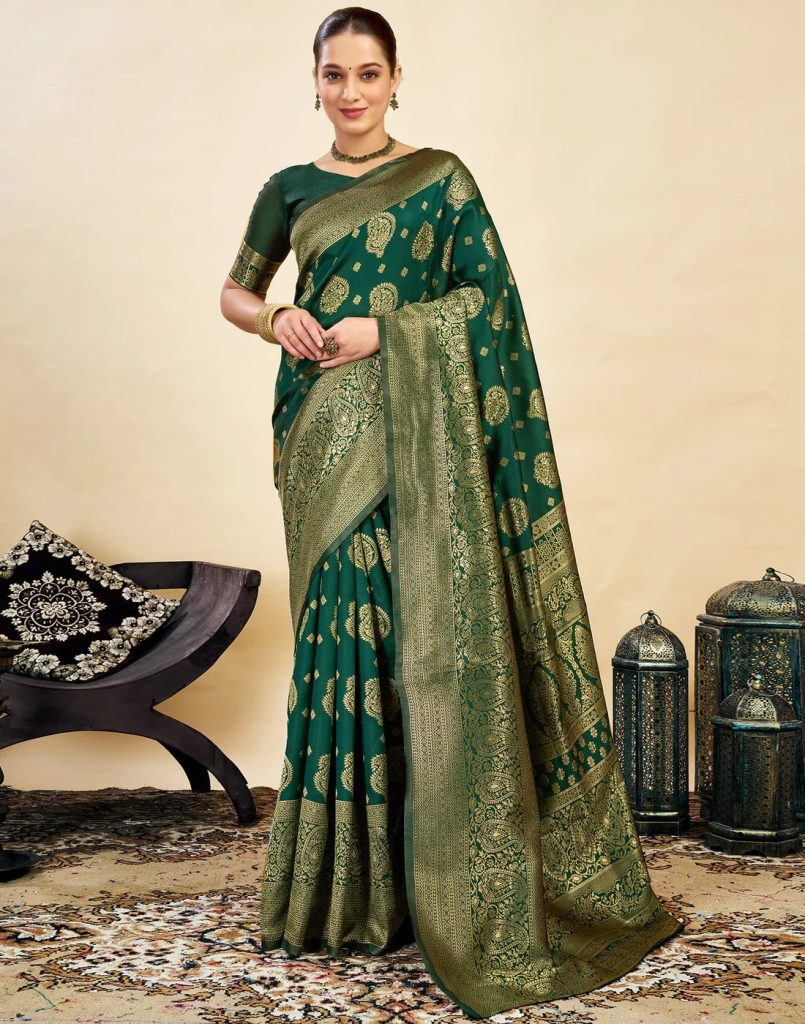 AXONIT Women's Silk Blend Banarasi Jacquard