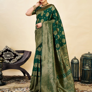 AXONIT Women's Silk Blend Banarasi Jacquard