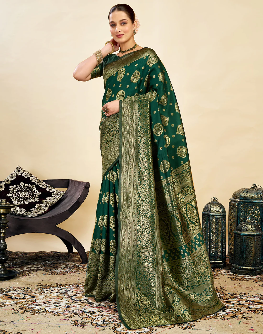 AXONIT Women's Silk Blend Banarasi Jacquard