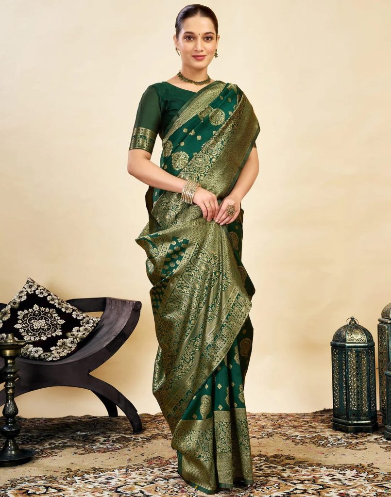 AXONIT Women's Silk Blend Banarasi Jacquard