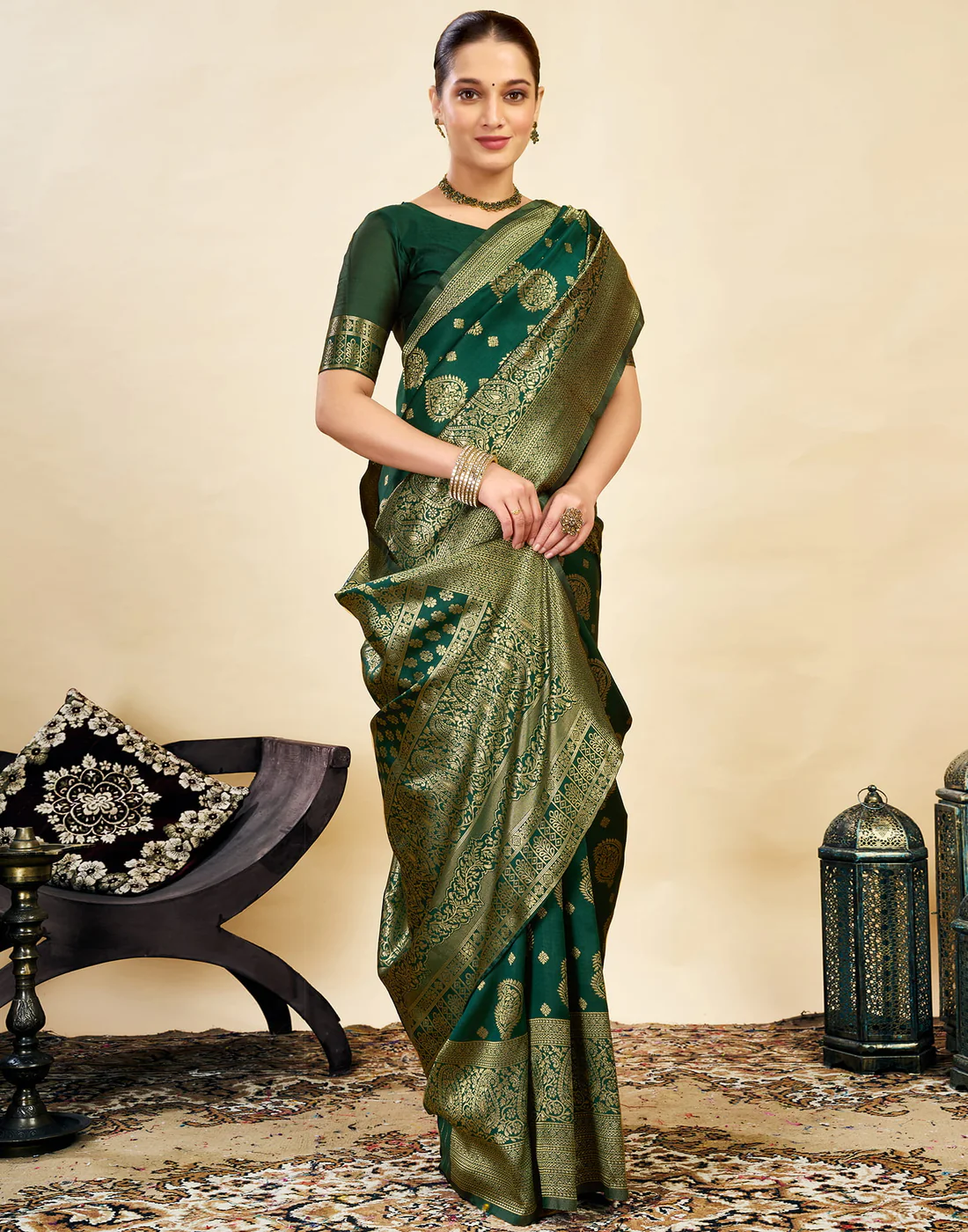AXONIT Women's Silk Blend Banarasi Jacquard