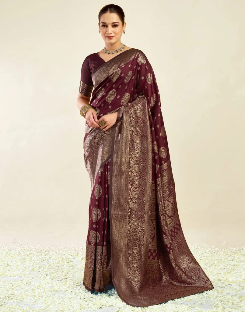 AXONIT Women's Silk Blend Banarasi Jacquard