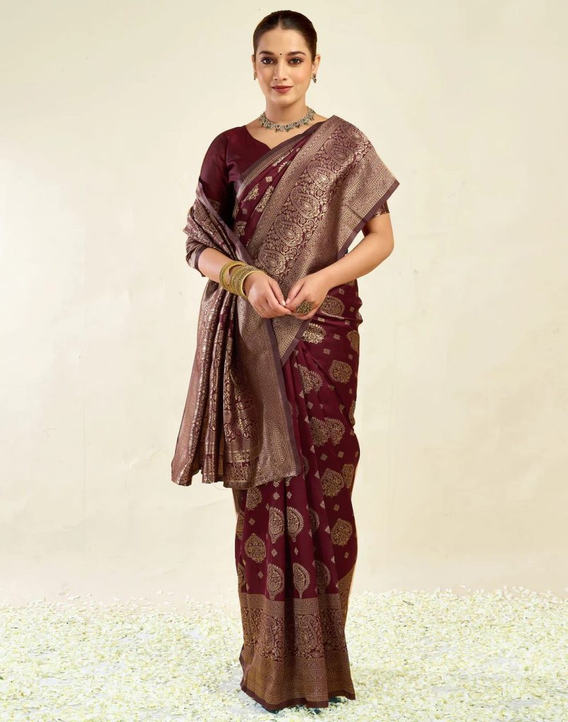 AXONIT Women's Silk Blend Banarasi Jacquard
