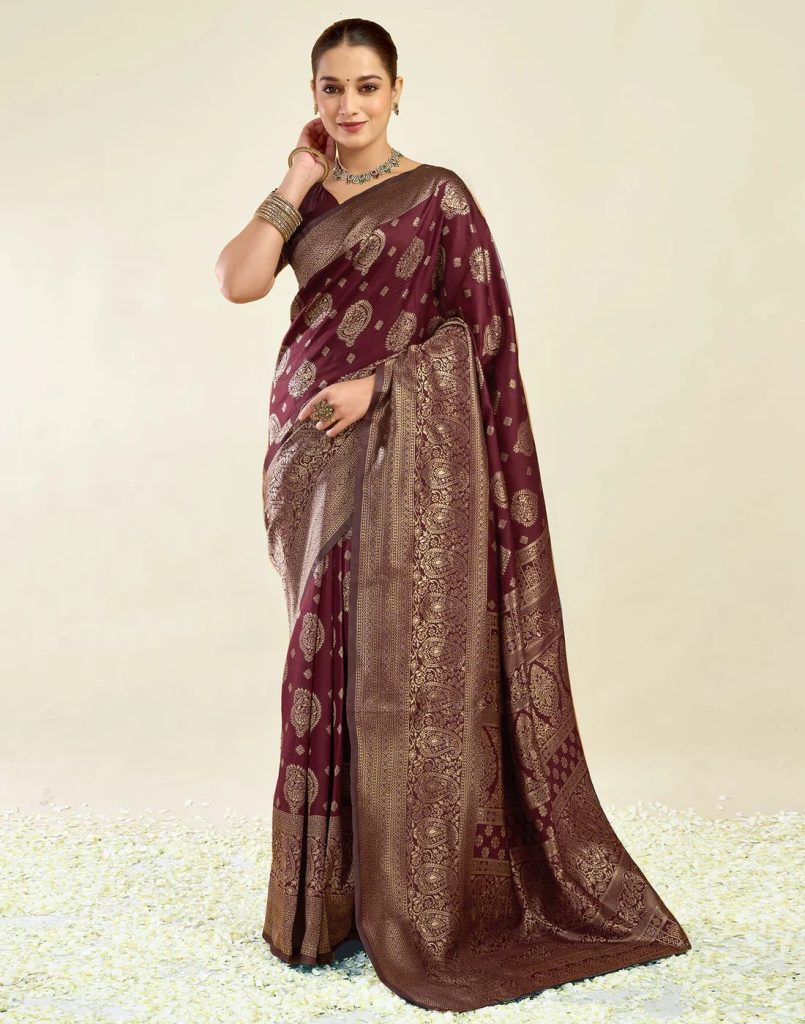 AXONIT Women's Silk Blend Banarasi Jacquard