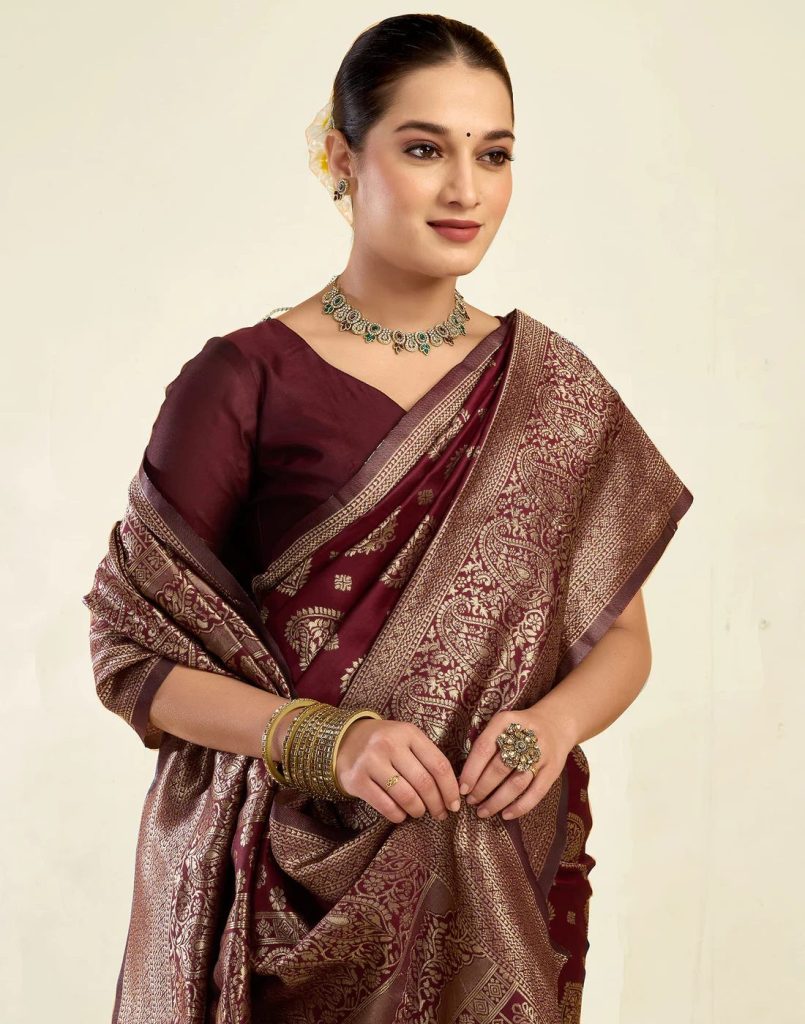 AXONIT Women's Silk Blend Banarasi Jacquard